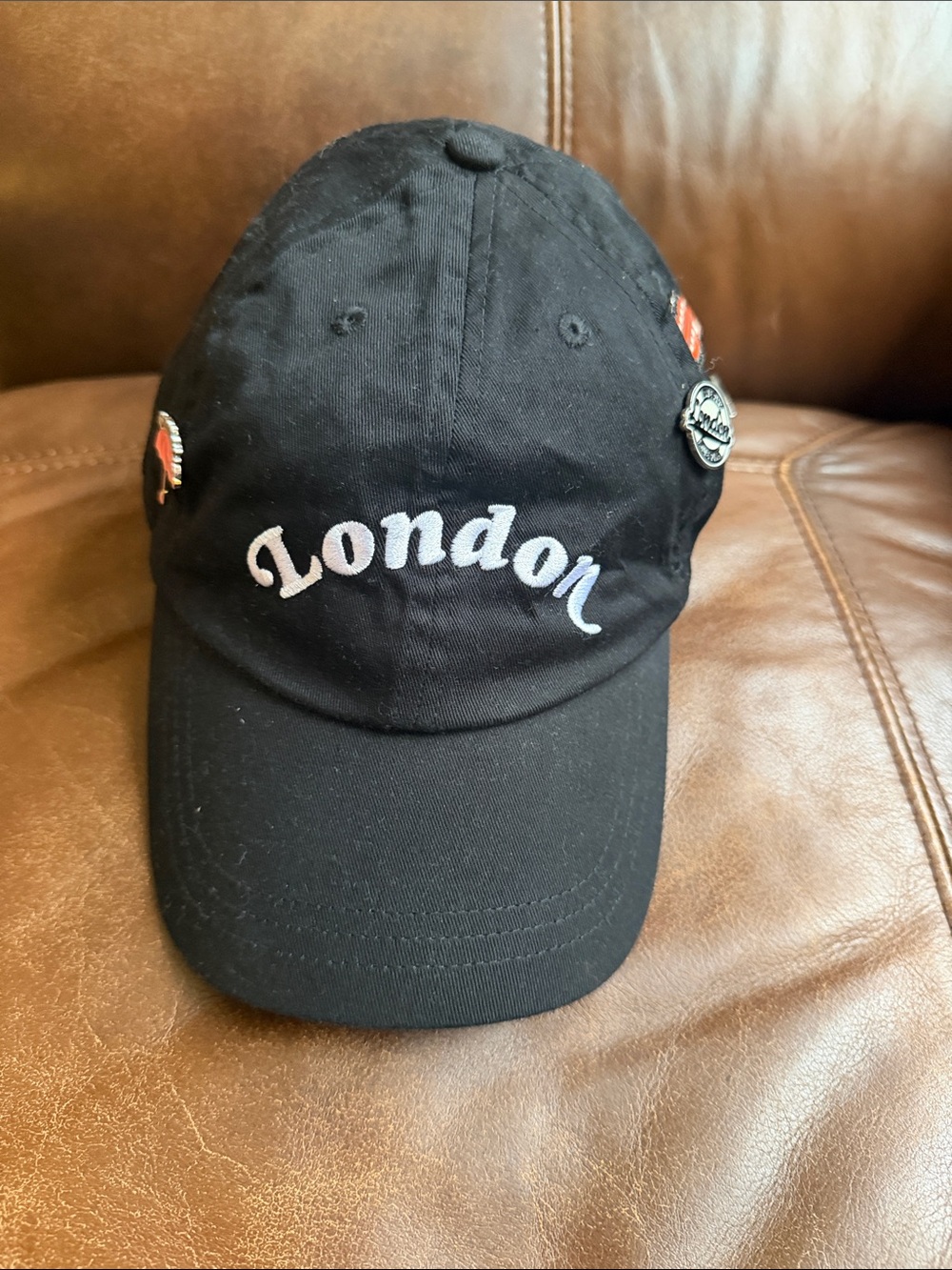 PINK London Embroidered Black Baseball Cap